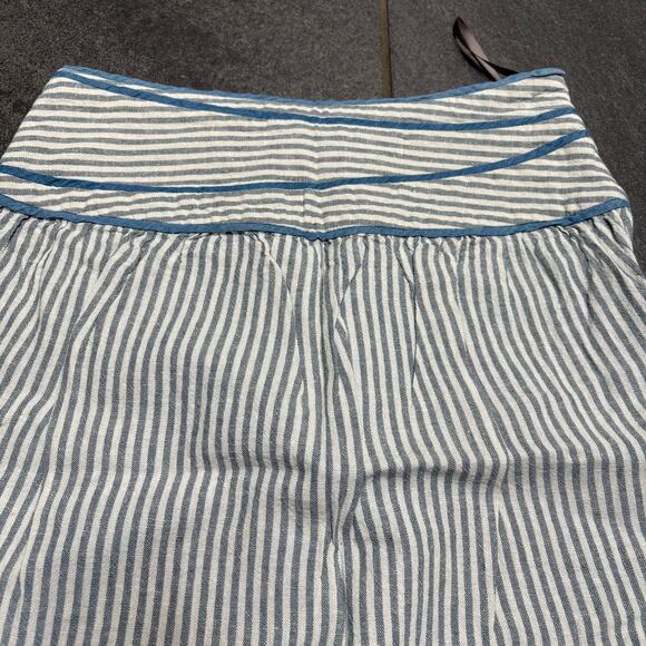 Anthropologie Hype Blue White Stripe Mini Skirt Linen Blend Nautical SZ 6 Spring - Picture 3 of 10
